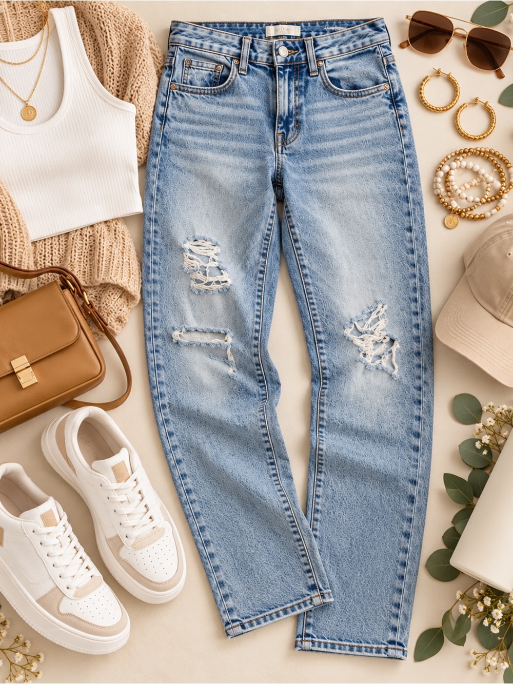 Kut from the Kloth Washed Light Blue Ripped Boyfriend Jeans